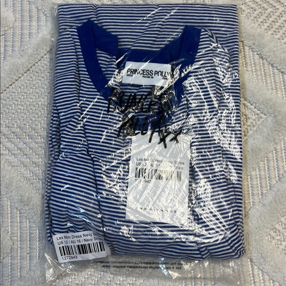 PRINCESS POLLY - Lex Mini Dress Navy Stripe - Picture 4 of 7